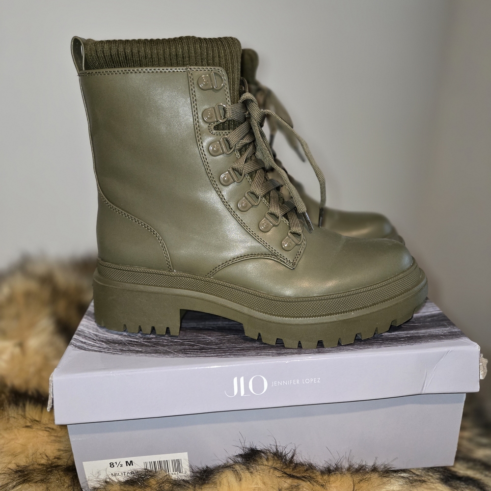 Jennifer Lopez Khaki Combat Boots